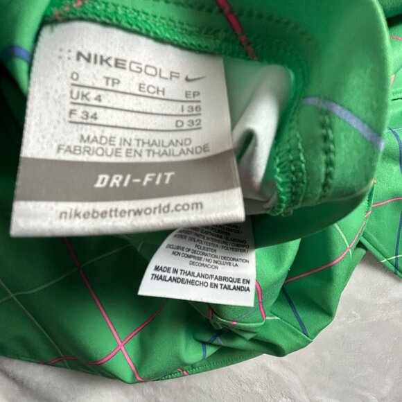 Nike Reversable Wrap Plaid Tennis Golf Skirt Green Pockets Size UK 4 Dri-Fit - Picture 5 of 10